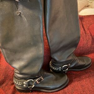 Frye Black Leather Riding Boots.